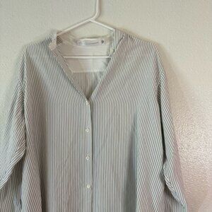 Victoria Beckham Striped Blouse - White and navy 8